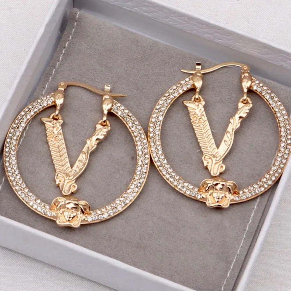 Elegant Gold Medusa Face Hoop Earrings